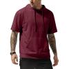 imageJMIERR Mens Short Sleeve Hoodie Cotton Hooded Tshirts Lightweight Solid Sweatshirts with Pocket03 Red