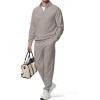 imageJMIERR 2025 Men Fall Tracksuit 2 Piece Set Old Money Polo Quarter Zip Twill Sweatsuits Jogging Sweatpants LoungewearD Pure Gray