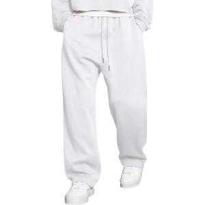 imageJMIERR Mens Casual Baggy Pants Wide Leg Lounge Travel Pants Streetwear with PocketsWhite
