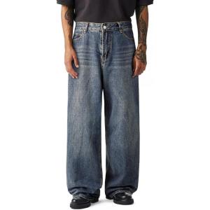 imageJMIERR Mens Baggy Jeans Streetwear Relaxed Fit WideLeg Denim Pants Y2k 2000s Vintage Skateboard JeansRetro Blue