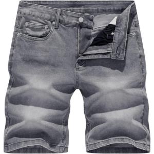 image:imageJMIERR Mens Skinny Denim Shorts Casual Comfy Slim Fit Jean ShortsGrey