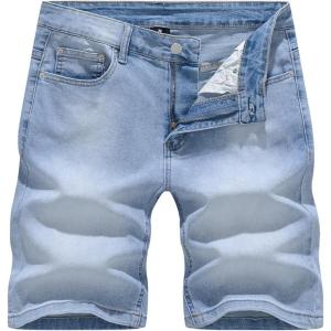 image:imageJMIERR Mens Skinny Denim Shorts Casual Comfy Slim Fit Jean ShortsLight Blue