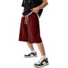 image:imageJMIERR 2026 Mens Baggy Sweat Shorts Lightweight Under Knee Casual Raw Hem Drawstring Y2K Shorts Loose Fit Gym ShortsRed