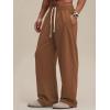image:imageJMIERR Mens Baggy Loose Fit Raw Hem Sweatpants Casual Drawstring Pants Y2K Wide Leg Stretchy Pants with PocketsBrown