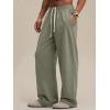 image:imageJMIERR Mens Baggy Loose Fit Raw Hem Sweatpants Casual Drawstring Pants Y2K Wide Leg Stretchy Pants with PocketsGreen