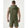 image:imageJMIERR Mens Track Suit Sleeveless Hoodie Tank Tops Workout Shorts 2 Piece Set Acid Wash Cotton Outfits Athletic Gym SweatsuitMoss Green