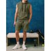 image:imageJMIERR Mens Track Suit Sleeveless Hoodie Tank Tops Workout Shorts 2 Piece Set Acid Wash Cotton Outfits Athletic Gym SweatsuitMoss Green