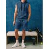 image:imageJMIERR Mens Track Suit Sleeveless Hoodie Tank Tops Workout Shorts 2 Piece Set Acid Wash Cotton Outfits Athletic Gym SweatsuitSail Blue