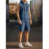 image:imageJMIERR Mens Track Suit Sleeveless Hoodie Tank Tops Workout Shorts 2 Piece Set Acid Wash Cotton Outfits Athletic Gym SweatsuitSail Blue