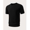 image:imageJMIERR Mens Wool Blend Crewneck Knit Sweater Lightweight TShirt Casual Short Sleeve Pullover for Work Daily DateBlack