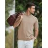 image:imageJMIERR Mens Wool Blend Crewneck Knit Sweater Lightweight TShirt Casual Short Sleeve Pullover for Work Daily DateKhaki