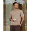 image:imageJMIERR Mens Wool Blend Crewneck Knit Sweater Lightweight TShirt Casual Short Sleeve Pullover for Work Daily DateKhaki