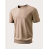 image:imageJMIERR Mens Wool Blend Crewneck Knit Sweater Lightweight TShirt Casual Short Sleeve Pullover for Work Daily DateKhaki