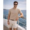 image:imageJMIERR Mens Wool Blend Crewneck Knit Sweater Lightweight TShirt Casual Short Sleeve Pullover for Work Daily DateKhaki