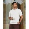image:imageJMIERR Mens Wool Blend Crewneck Knit Sweater Lightweight TShirt Casual Short Sleeve Pullover for Work Daily DateWhite