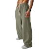 image:imageJMIERR Mens Baggy Loose Fit Raw Hem Sweatpants Casual Drawstring Pants Y2K Wide Leg Stretchy Pants with PocketsGreen
