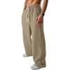 image:imageJMIERR Mens Baggy Loose Fit Raw Hem Sweatpants Casual Drawstring Pants Y2K Wide Leg Stretchy Pants with PocketsKhaki