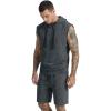 image:imageJMIERR Mens Track Suit Sleeveless Hoodie Tank Tops Workout Shorts 2 Piece Set Acid Wash Cotton Outfits Athletic Gym SweatsuitMedium Grey