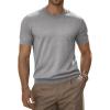image:imageJMIERR Mens Wool Blend Crewneck Knit Sweater Lightweight TShirt Casual Short Sleeve Pullover for Work Daily DateGrey