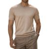 image:imageJMIERR Mens Wool Blend Crewneck Knit Sweater Lightweight TShirt Casual Short Sleeve Pullover for Work Daily DateKhaki