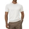 image:imageJMIERR Mens Wool Blend Crewneck Knit Sweater Lightweight TShirt Casual Short Sleeve Pullover for Work Daily DateWhite