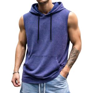 image:imageJMIERR Mens 2026 Vintage Washed Sleeveless Hoodie Tank Top Cotton Muscle Workout Gym Streetwear ShirtBlue