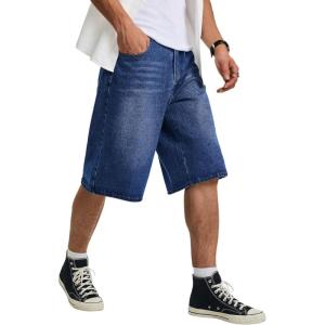 image:imageJMIERR Mens ALine Baggy Jeans Shorts Wide Leg Casual Loose Fit Y2K Streetwear Denim ShortsNavy Blue