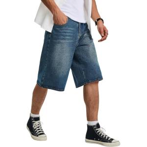 image:imageJMIERR Mens ALine Baggy Jeans Shorts Wide Leg Casual Loose Fit Y2K Streetwear Denim ShortsSail Blue