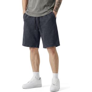 image:imageJMIERR Mens Baggy Sweat Shorts Acid Washed Cotton Relaxed Fit Streetwear Summer Drawstring Casual Shorts with 3 PocketsDark Grey