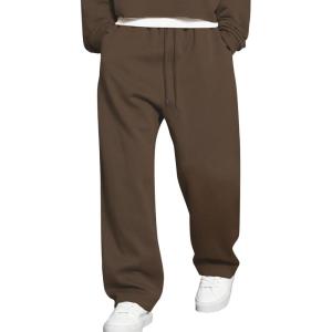 image:imageJMIERR Mens Casual Baggy Pants Lightweight Wide Leg Lounge Travel Pants Streetwear with PocketsBrown