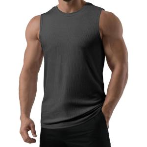 image:imageJMIERR Sleeveless Tank Tops Workout Muscle Gym Ribbed Shirt Athletic Bodybuilding T ShirtsDark Grey