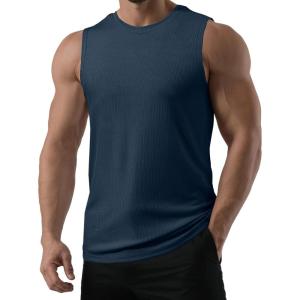 image:imageJMIERR Sleeveless Tank Tops Workout Muscle Gym Ribbed Shirt Athletic Bodybuilding T ShirtsNavy Blue
