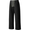 image:imageJMIERR Mens Baggy Loose Fit Raw Hem Sweatpants Casual Drawstring Pants Y2K Wide Leg Stretchy Pants with Pockets0 Black