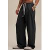 image:imageJMIERR Mens Baggy Loose Fit Raw Hem Sweatpants Casual Drawstring Pants Y2K Wide Leg Stretchy Pants with Pockets0 Black