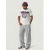 image:imageJMIERR Mens Baggy Loose Fit Raw Hem Sweatpants Casual Drawstring Pants Y2K Wide Leg Stretchy Pants with Pockets1 Light Grey