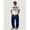 image:imageJMIERR Mens Baggy Loose Fit Raw Hem Sweatpants Casual Drawstring Pants Y2K Wide Leg Stretchy Pants with PocketsA Navy Blue
