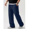 image:imageJMIERR Mens Baggy Loose Fit Raw Hem Sweatpants Casual Drawstring Pants Y2K Wide Leg Stretchy Pants with PocketsA Navy Blue