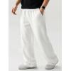 image:imageJMIERR Mens Baggy Loose Fit Raw Hem Sweatpants Casual Drawstring Pants Y2K Wide Leg Stretchy Pants with PocketsA White