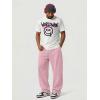 image:imageJMIERR Mens Baggy Loose Fit Raw Hem Sweatpants Casual Drawstring Pants Y2K Wide Leg Stretchy Pants with PocketsB Pink