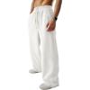 image:imageJMIERR Mens Baggy Loose Fit Raw Hem Sweatpants Casual Drawstring Pants Y2K Wide Leg Stretchy Pants with PocketsA White