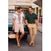 image:imageJMIERR Mens Textured Knit Polo Shirt Summer Short Sleeve Vacation Button Beach Knit Stretchy Golf Shirts01 Duffel Green
