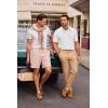 image:imageJMIERR Mens Textured Knit Polo Shirt Summer Short Sleeve Vacation Button Beach Knit Stretchy Golf ShirtsA White