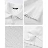 image:imageJMIERR Mens Textured Knit Polo Shirt Summer Short Sleeve Vacation Button Beach Knit Stretchy Golf ShirtsA White