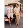 image:imageJMIERR Mens Textured Knit Polo Shirt Summer Short Sleeve Vacation Button Beach Knit Stretchy Golf ShirtsApricot