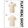 image:imageJMIERR Mens Textured Knit Polo Shirt Summer Short Sleeve Vacation Button Beach Knit Stretchy Golf ShirtsApricot