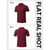 image:imageJMIERR Mens Textured Knit Polo Shirt Summer Short Sleeve Vacation Button Beach Knit Stretchy Golf ShirtsBurgundy