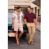 image:imageJMIERR Mens Textured Knit Polo Shirt Summer Short Sleeve Vacation Button Beach Knit Stretchy Golf ShirtsBurgundy