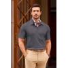 image:imageJMIERR Mens Textured Knit Polo Shirt Summer Short Sleeve Vacation Button Beach Knit Stretchy Golf ShirtsDark Grey