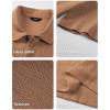image:imageJMIERR Mens Textured Knit Polo Shirt Summer Short Sleeve Vacation Button Beach Knit Stretchy Golf ShirtsDark Khaki