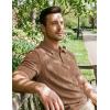 image:imageJMIERR Mens Textured Knit Polo Shirt Summer Short Sleeve Vacation Button Beach Knit Stretchy Golf ShirtsDark Khaki